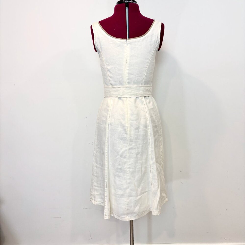 LeComte White 100% Linen Mid Length Dress sz 6 - Picture 4 of 10